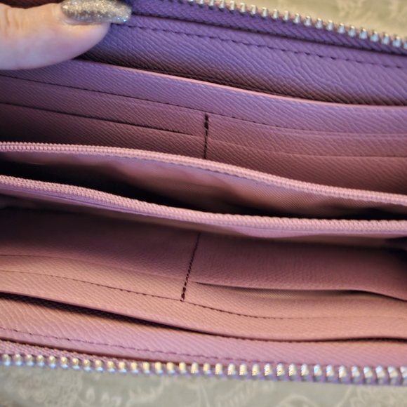 Purple, pink, blue, and black tartan print Coach wallet - Picture 6 of 7